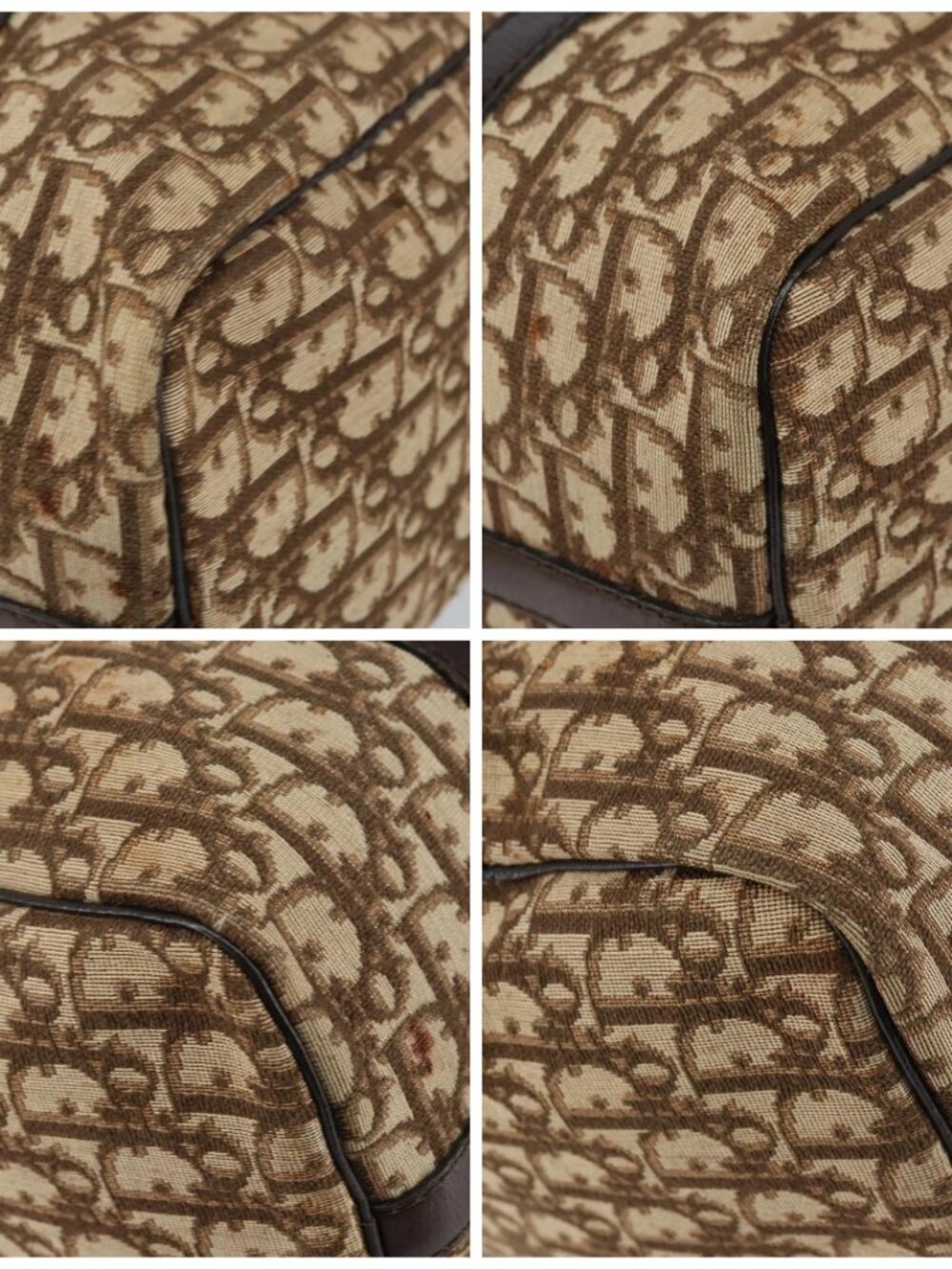 Christian Dior Trotter Canvas Boston Bag Beige Gold Auth 151623 - Picture 14 of 16